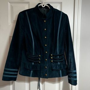Dark Teal Green Velour Jacket, Fits as Small